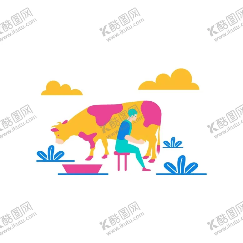 编号：75357510190543494127【酷图网】源文件下载-挤奶牛