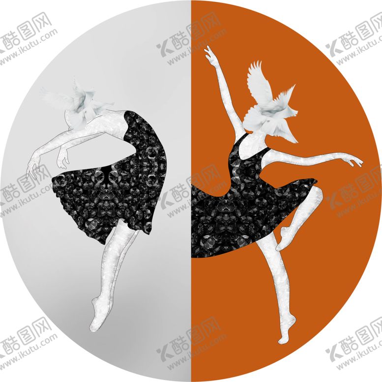 编号：59800009221952224906【酷图网】源文件下载-新中式美女模特跳舞芭蕾装饰画