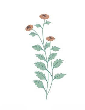 敦煌风格绘画植物花朵