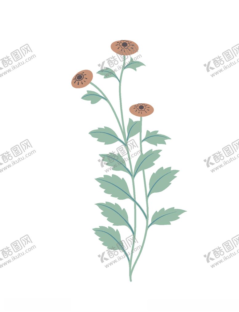 编号：10772010240627586299【酷图网】源文件下载-敦煌风格绘画植物花朵