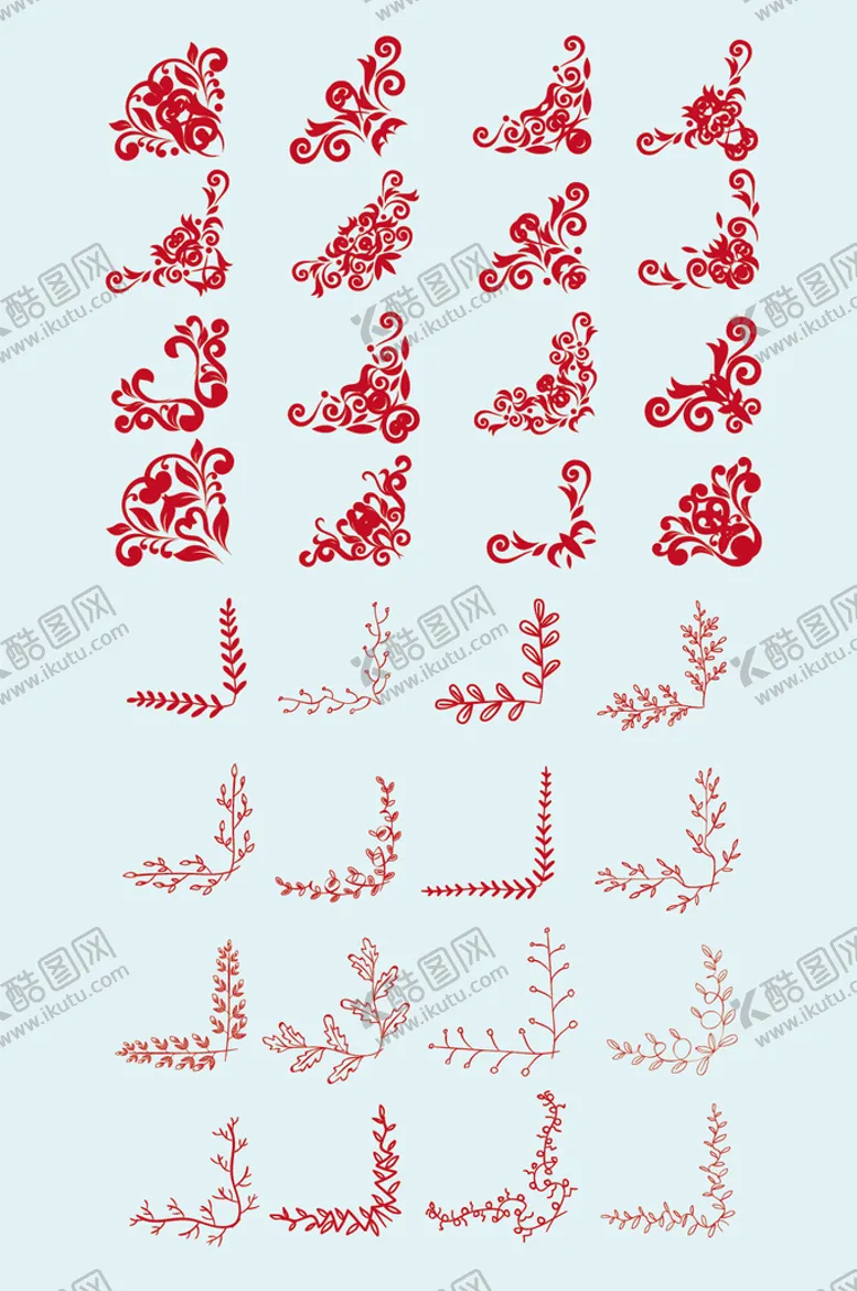 编号：45862309170715330345【酷图网】源文件下载-矢量花草对角花边框