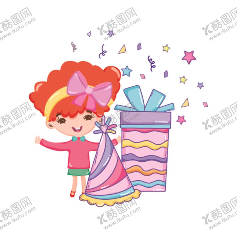 编号：38394910082250156328【酷图网】源文件下载-卡通生日女孩