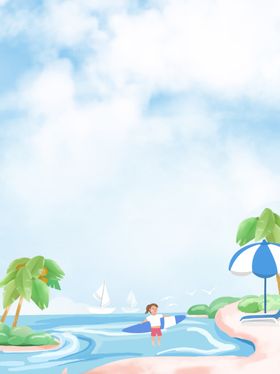 卡通海洋沙滩背景