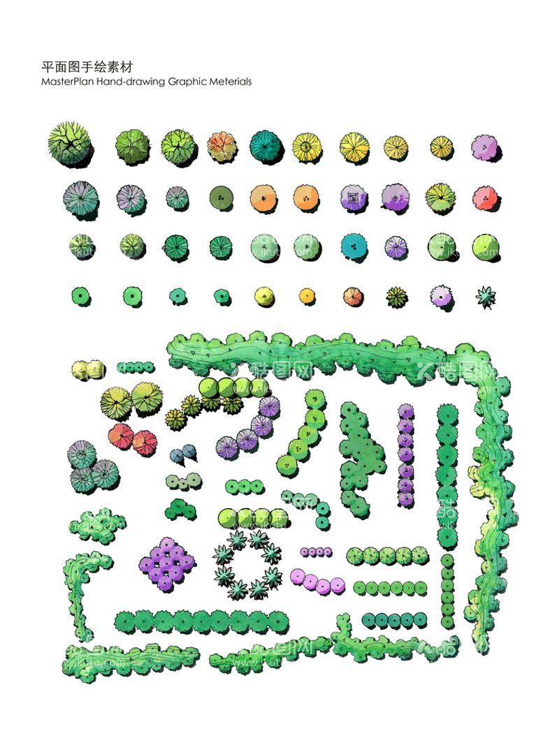 编号：02846710012109075706【酷图网】源文件下载-景观平面手绘素材