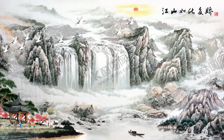 编号：15915906260339452672【酷图网】源文件下载-流水生财背景墙