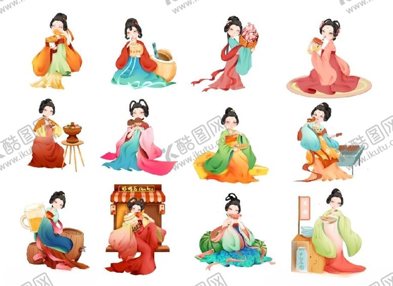 编号：84142102061014387904【酷图网】源文件下载-古风女子美食