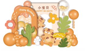 蓝色系宝宝宴场景布置