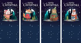 圣诞主题卡通动物X展架