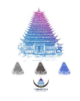 手绘矢量中国建筑元素