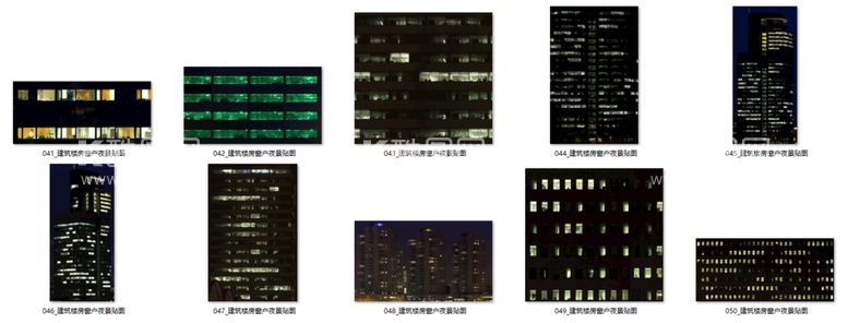 编号：91530812180519394860【酷图网】源文件下载-建筑楼房窗户夜景贴图