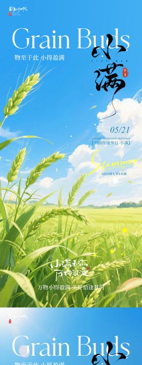 小满小清新风景节气海报