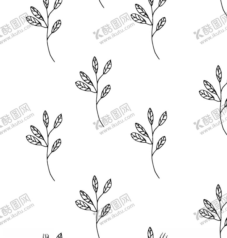 编号：49235210081402307555【酷图网】源文件下载-黑白简约线条植物绘画