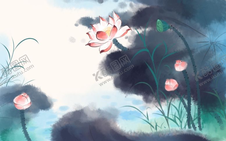 编号：87192610070045316116【酷图网】源文件下载-荷花插画