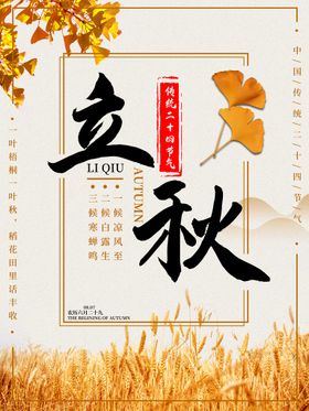 立秋24节气分无框画落叶