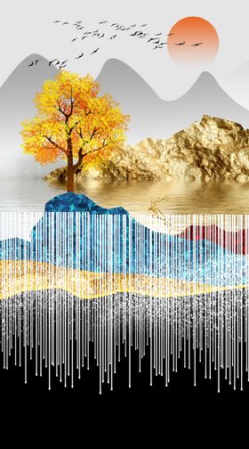 玄关装饰画晶瓷石头月亮流水生财