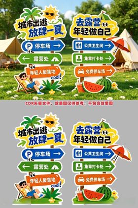 夏日户外游玩项目指示牌