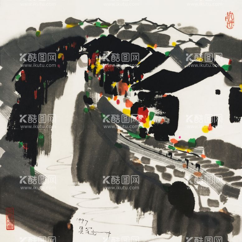 编号：85295812211319278465【酷图网】源文件下载-吴冠中画作品中式意境背景图