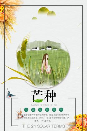 芒种24节气大气海报金黄麦子