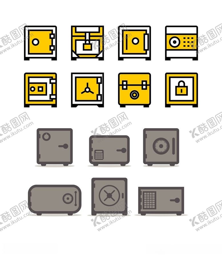 编号：50440104301956549778【酷图网】源文件下载-多样电子保险箱图标集合