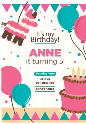 卡通邀请函可爱生日柬儿童生日