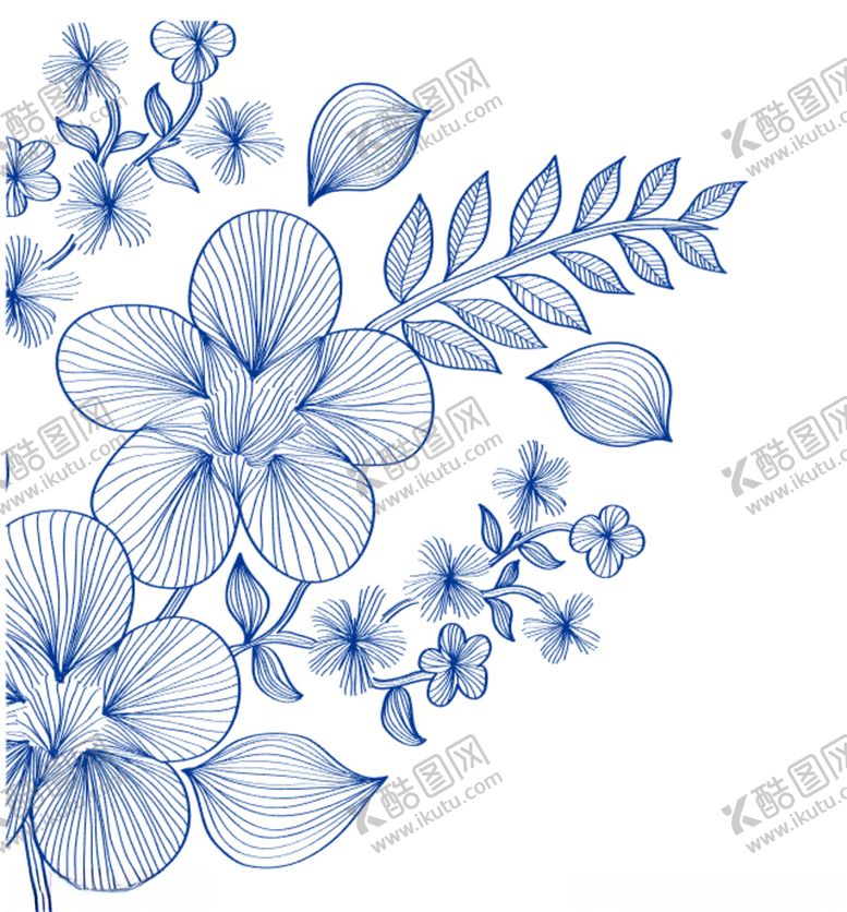编号：48615809130248106079【酷图网】源文件下载-蓝色装饰花纹线条矢量素材图片
