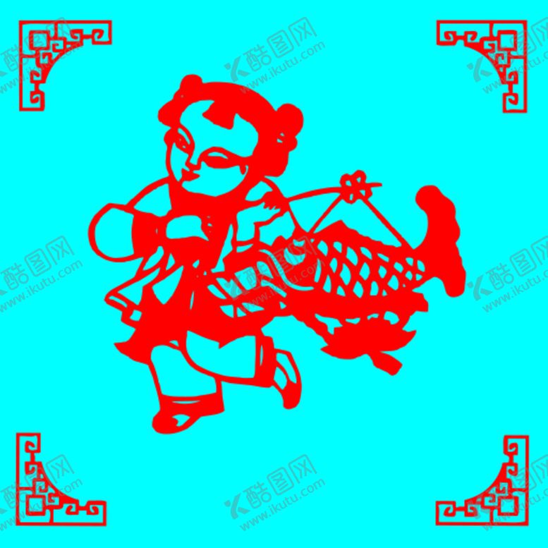 编号：86082801261645198844【酷图网】源文件下载-玩鱼灯剪纸
