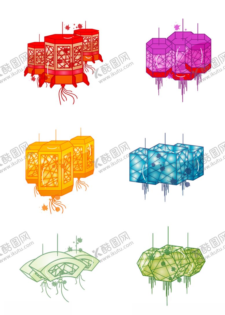 编号：36061310170658001303【酷图网】源文件下载-元宵节装饰花灯宫灯多彩灯笼