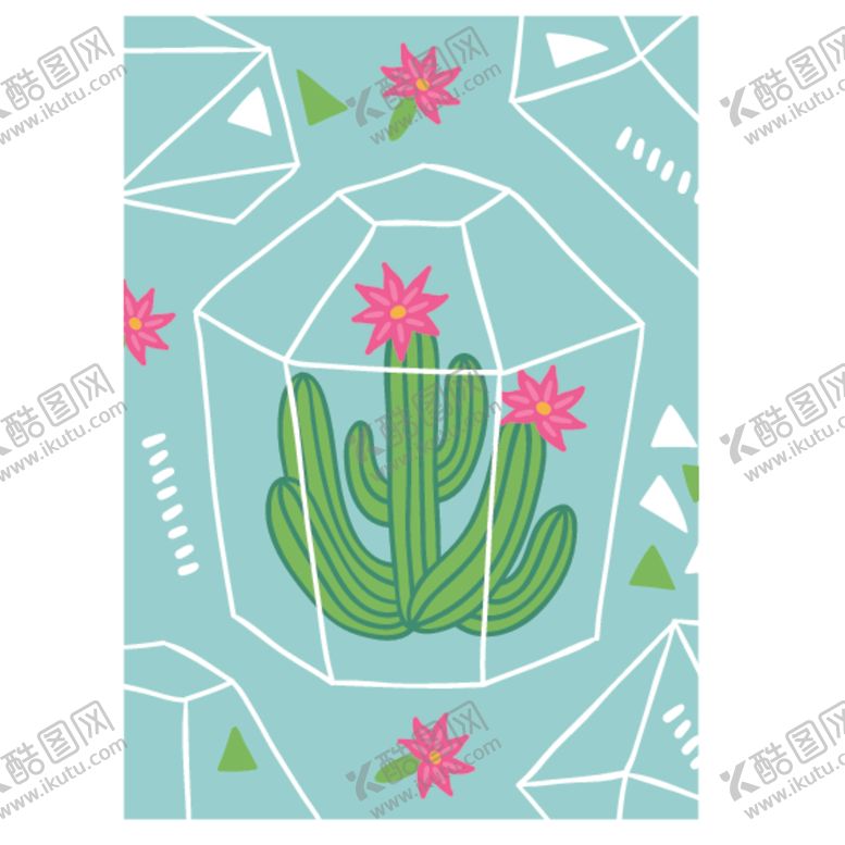 编号：16172210011435193943【酷图网】源文件下载-小清新仙人掌绘画图案
