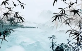 竹子玄关画走廊画风景画