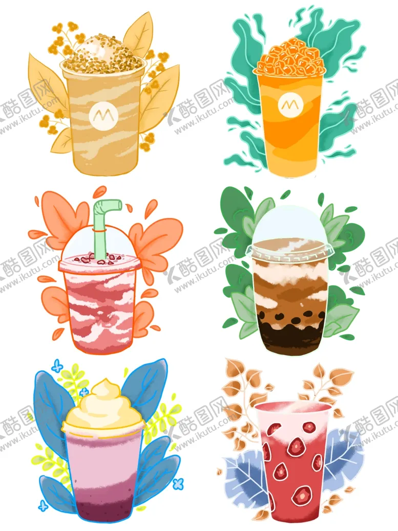 编号：12559406291558169380【酷图网】源文件下载-多彩创意手绘饮料插画