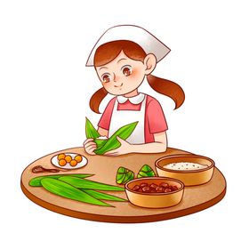 卡通包粽子端午节插画