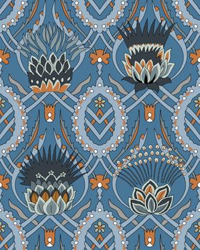 大牌蓝色花卉图案