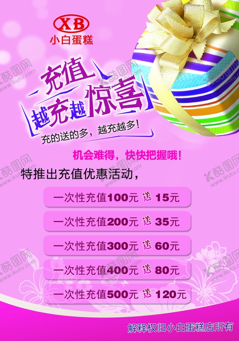 编号：25927910290746101804【酷图网】源文件下载-蛋糕充值海报