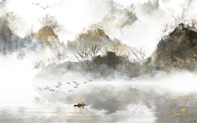 水墨山水海报背景图画图片最新画