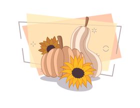 秋日南瓜与向日葵插画