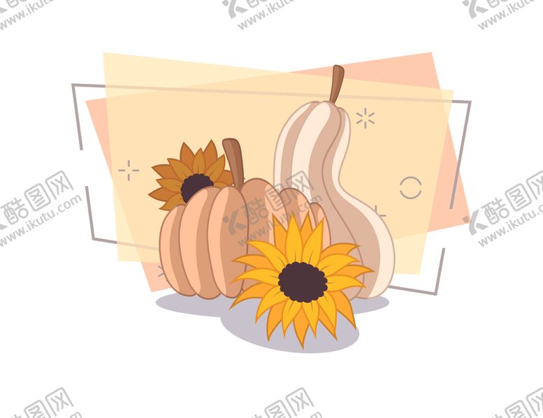 编号：35329411021733525476【酷图网】源文件下载-秋日南瓜与向日葵插画