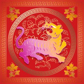 喜庆窗贴老虎过年火爆海报