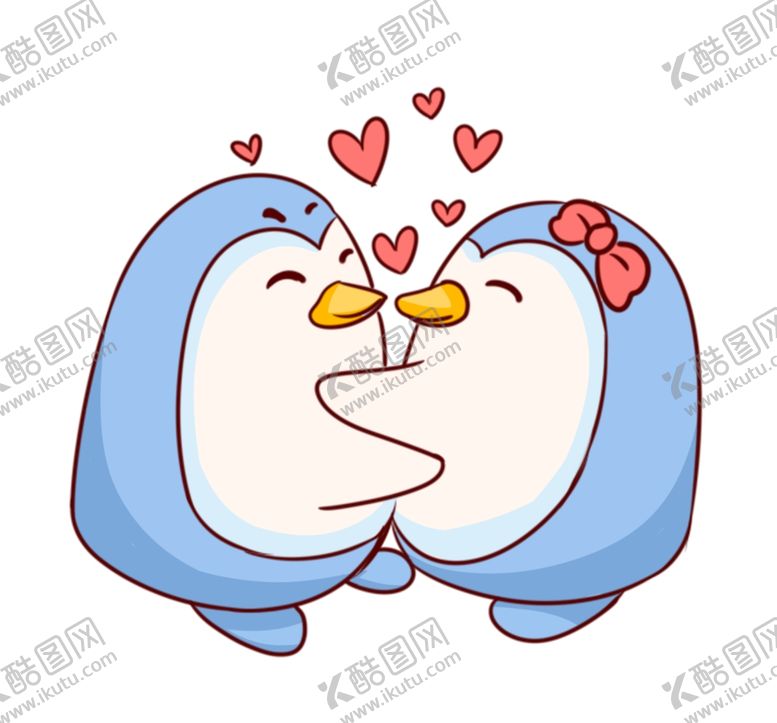 编号：29742604170453582740【酷图网】源文件下载-卡通情侣企鹅插画