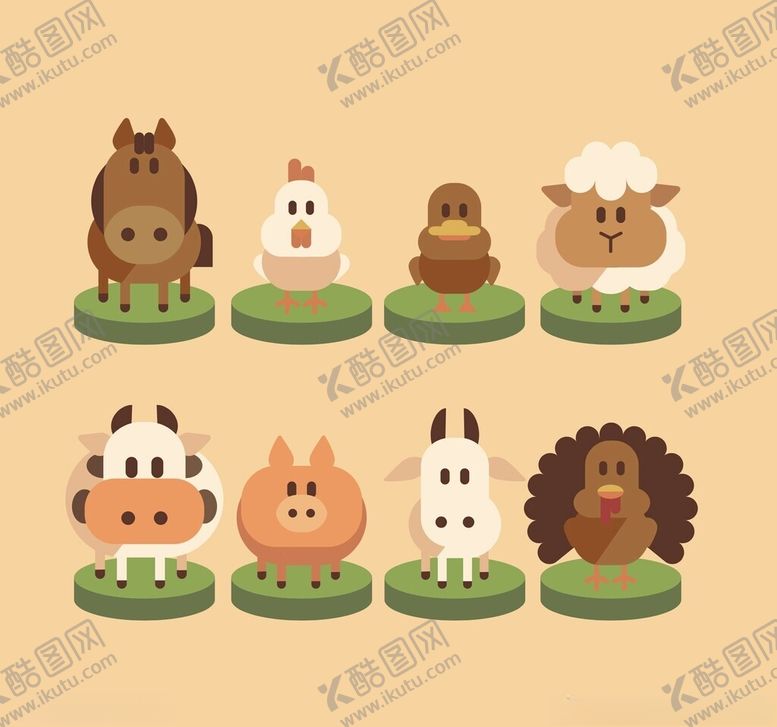 编号：99718904080133185525【酷图网】源文件下载-可爱动物卡通形象集合