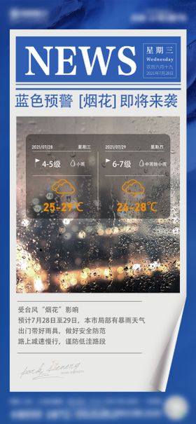 台风预警头条新闻海报