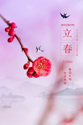 插画立春节气海报