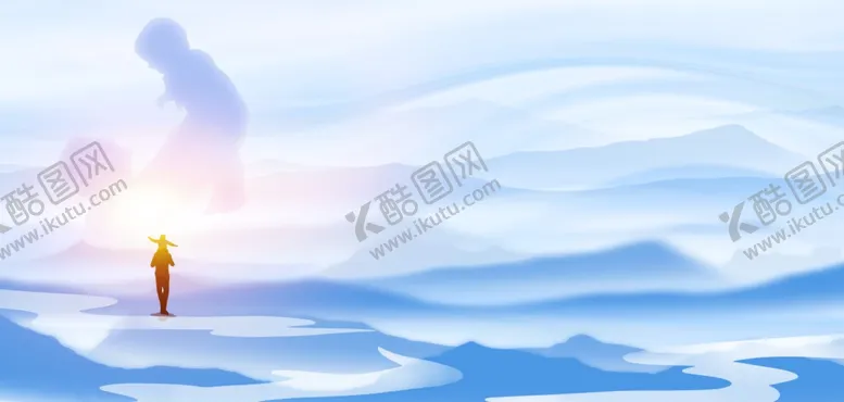 编号：59099205260152498496【酷图网】源文件下载-父亲节山峰蓝色简约背景