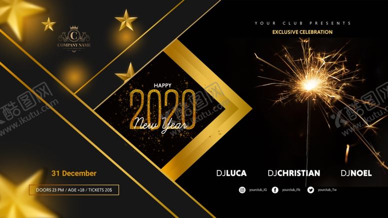 编号：97109609271754148992【酷图网】源文件下载-2020新年黑金科技感