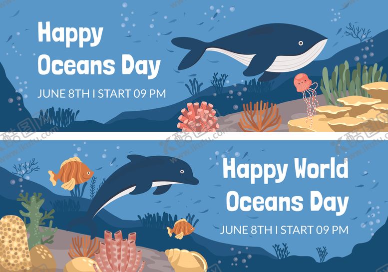 编号：38145511021007184837【酷图网】源文件下载-世界海洋日快乐横幅设计