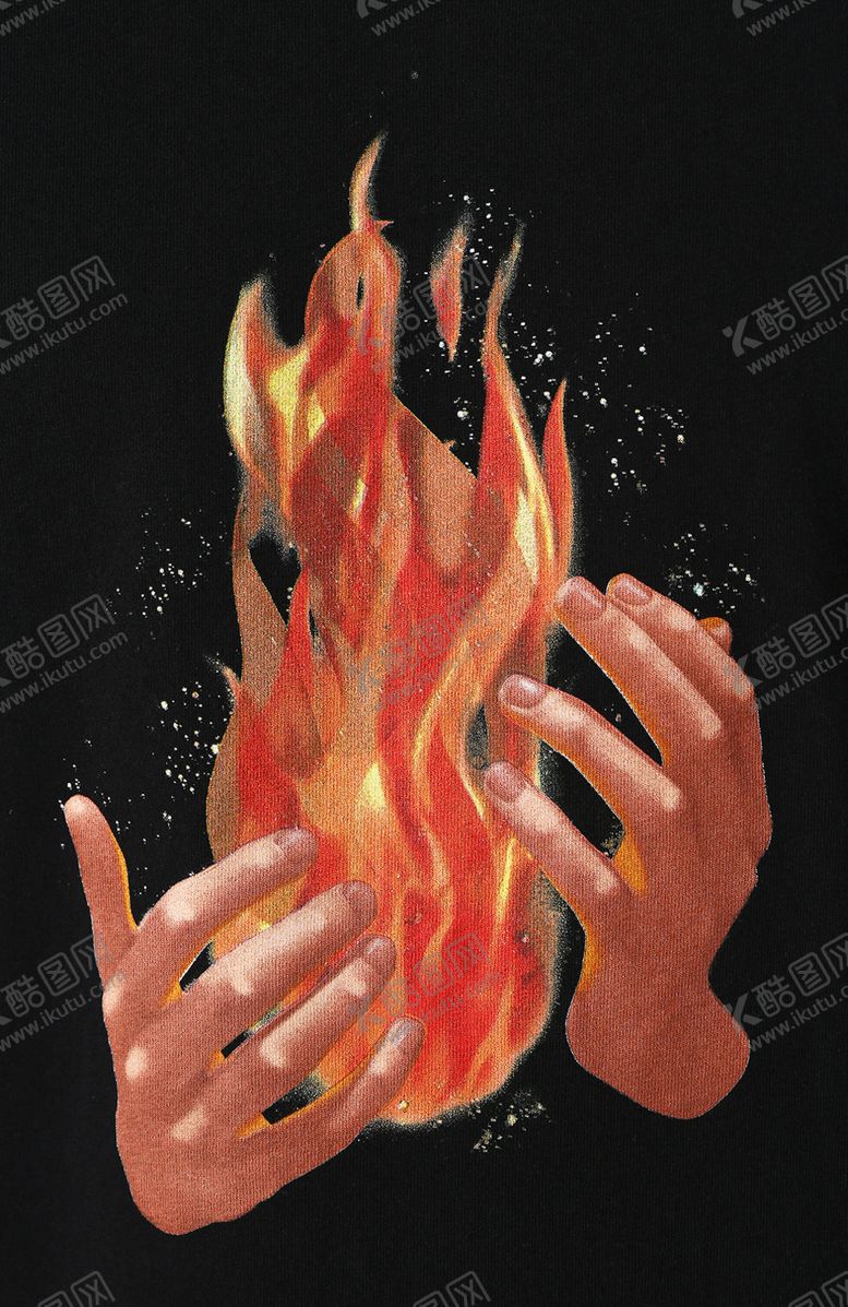 编号：32913006301214361646【酷图网】源文件下载-黑底手掌生火耀焰图案
