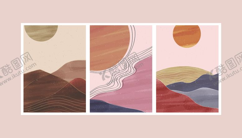 编号：40203610070120448803【酷图网】源文件下载-抽象几何风景插画