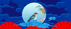 国潮背景创意海报中风大好河山插画