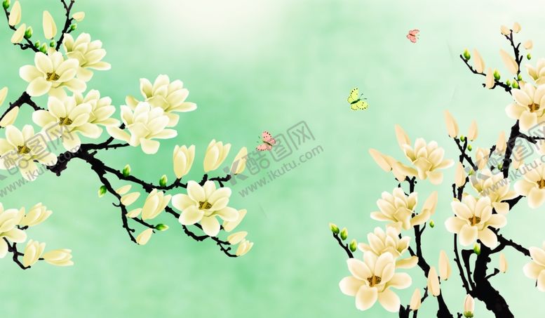 编号：31610905092315329403【酷图网】源文件下载-橘黄色梅花蝴蝶梅花