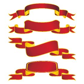 红色矢量彩带金边