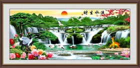 流水生财沙发装饰画简约装饰画中式装饰画江山如画